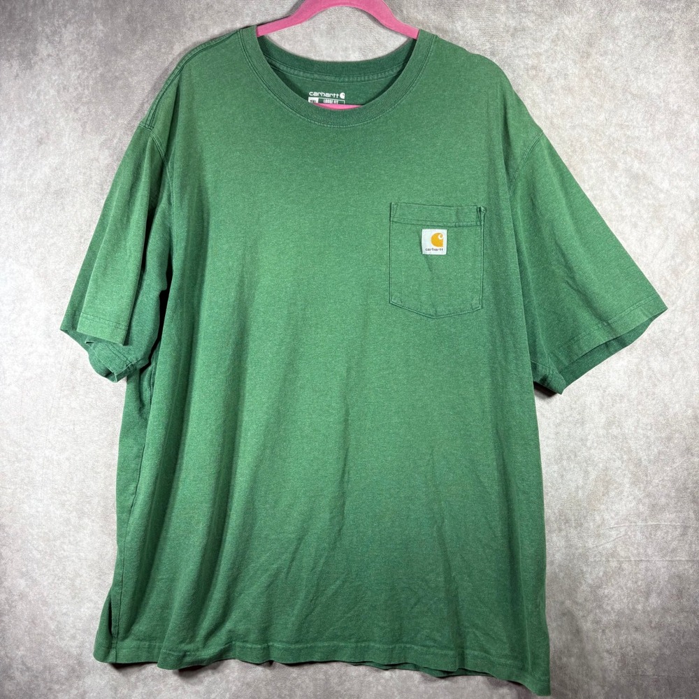 Carhartt T-Shirt Mens 2XL Green‎ Loose Fit Pocket Tee Short Sleeve Workwear